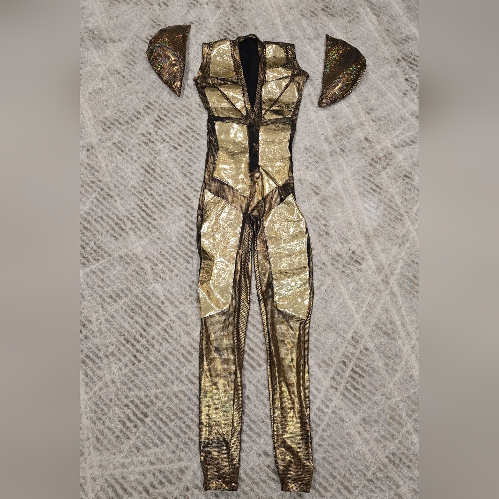 Gold and Brown Women's Jumpsuit